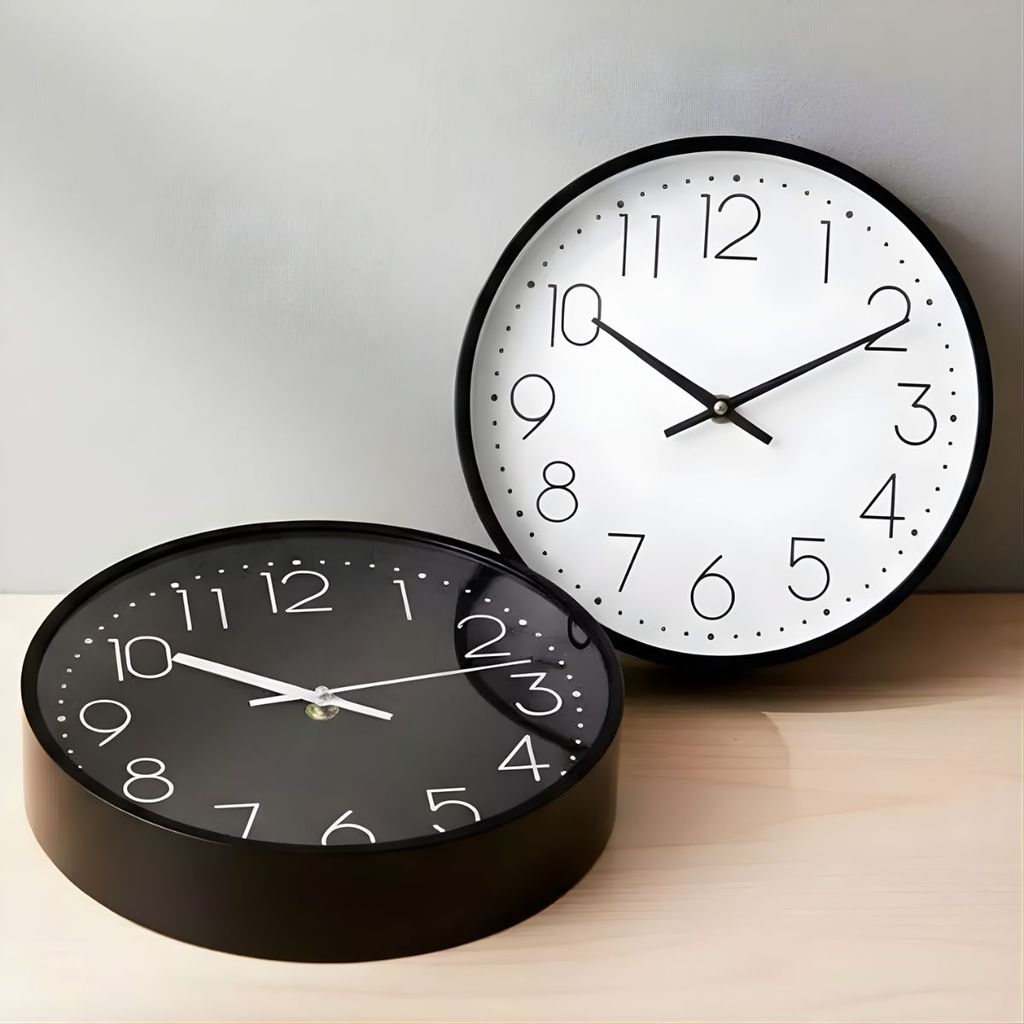 Relógio de Parede 30cm Quartz Números Grandes Minimalista Silencioso Mecanismo Sem Barulho