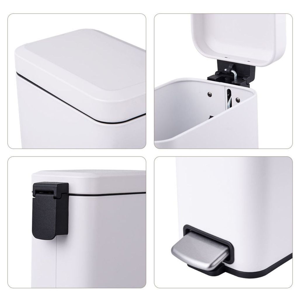 Lixeira Banheiro Cozinha Slim 5L Pedal Inox Fechamento Suave Soft Close Preta