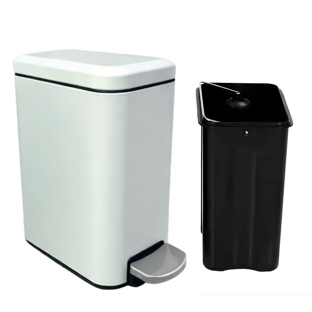 Lixeira Banheiro Cozinha Slim 5L Pedal Inox Fechamento Suave Soft Close Preta