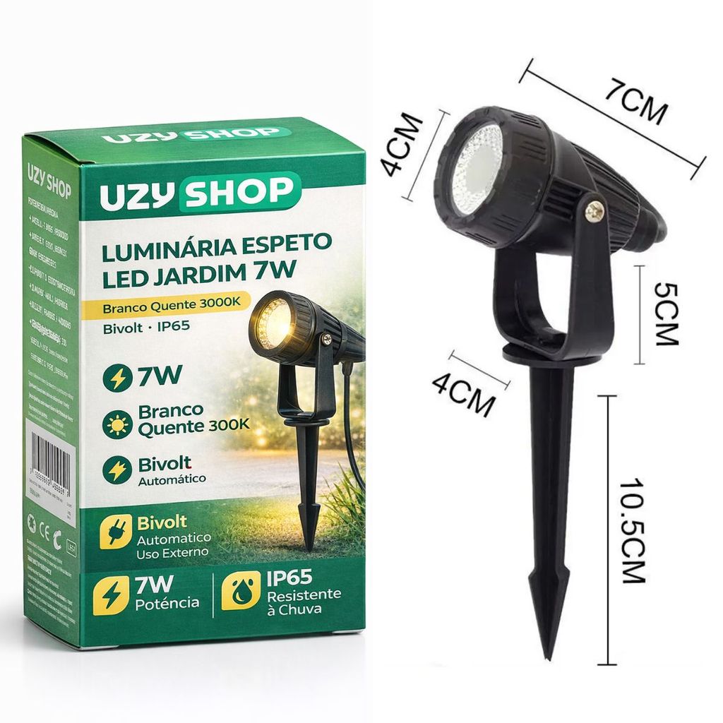 Kit 10 Luminárias Espeto Jardim LED 7W Preto Bivolt IP65 Cor Branco Quente