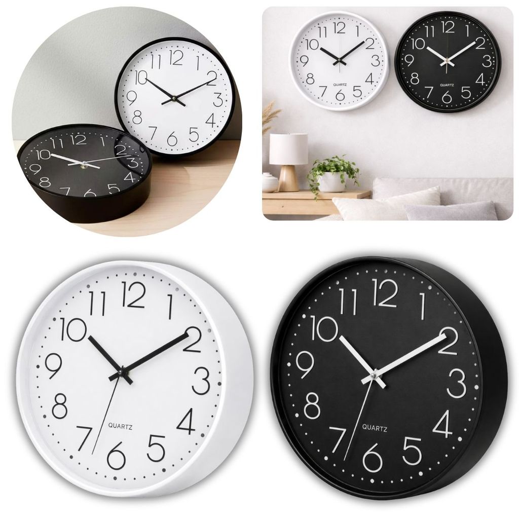 Relógio de Parede 30cm Quartz Números Grandes Minimalista Silencioso Mecanismo Sem Barulho