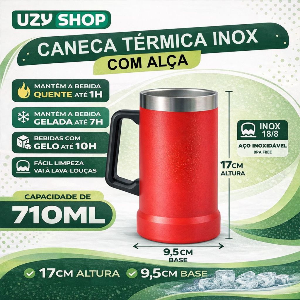 Caneca Térmica 700ml Parede Dupla Inox a Vácuo Conserva Temperatura Quente e
