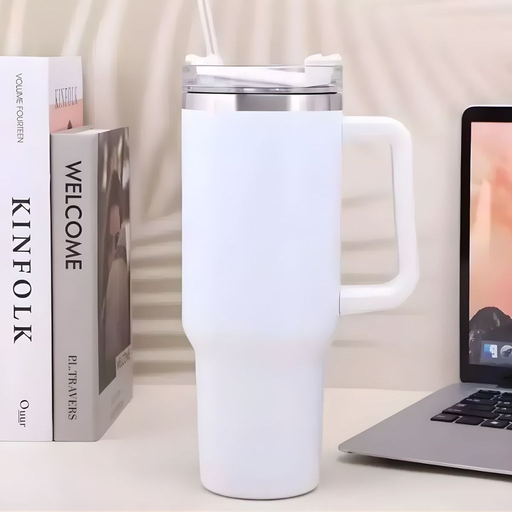 Copo Térmico 1200ml Inox 304 Com Alça e Canudo Tampa Anti Vazamento Quente e