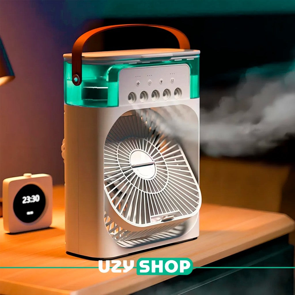 Ventilador de Mesa Climatizador USB com Reservatório de Água Névoa 3 Velocidades Portátil