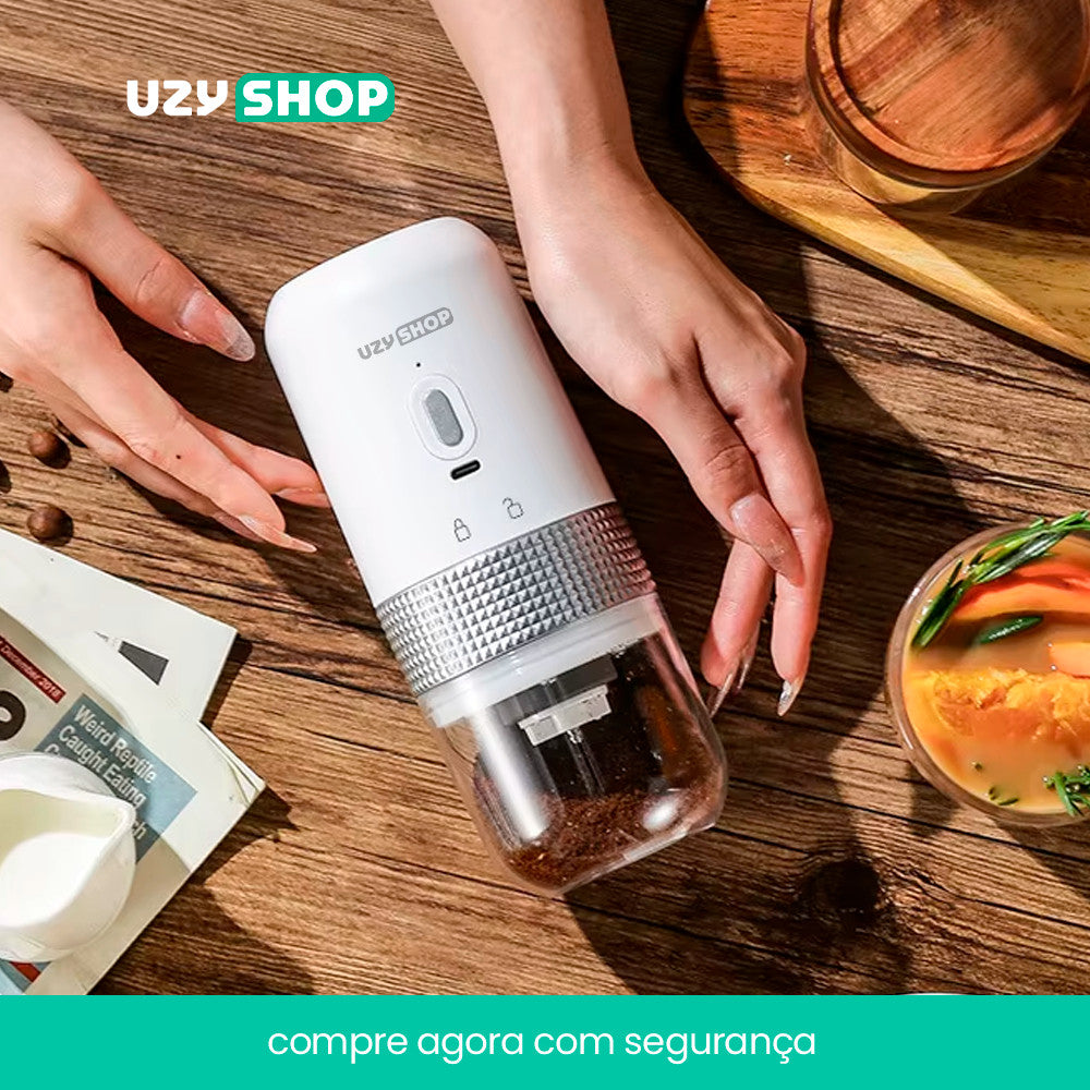 Moedor de Café Elétrico Portátil Recarregável Ajuste de Moagem 25g Capacidade