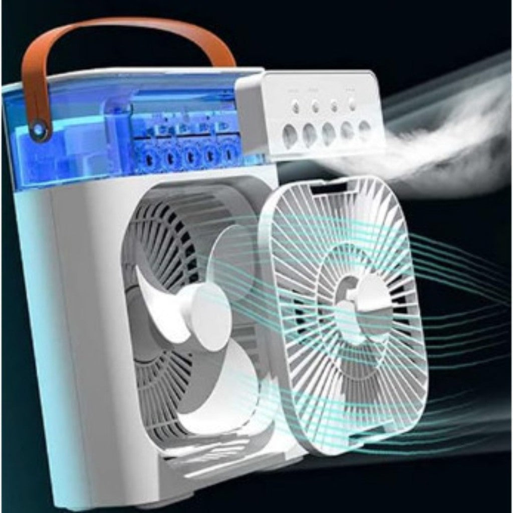 Ventilador de Mesa Climatizador USB com Reservatório de Água Névoa 3 Velocidades Portátil