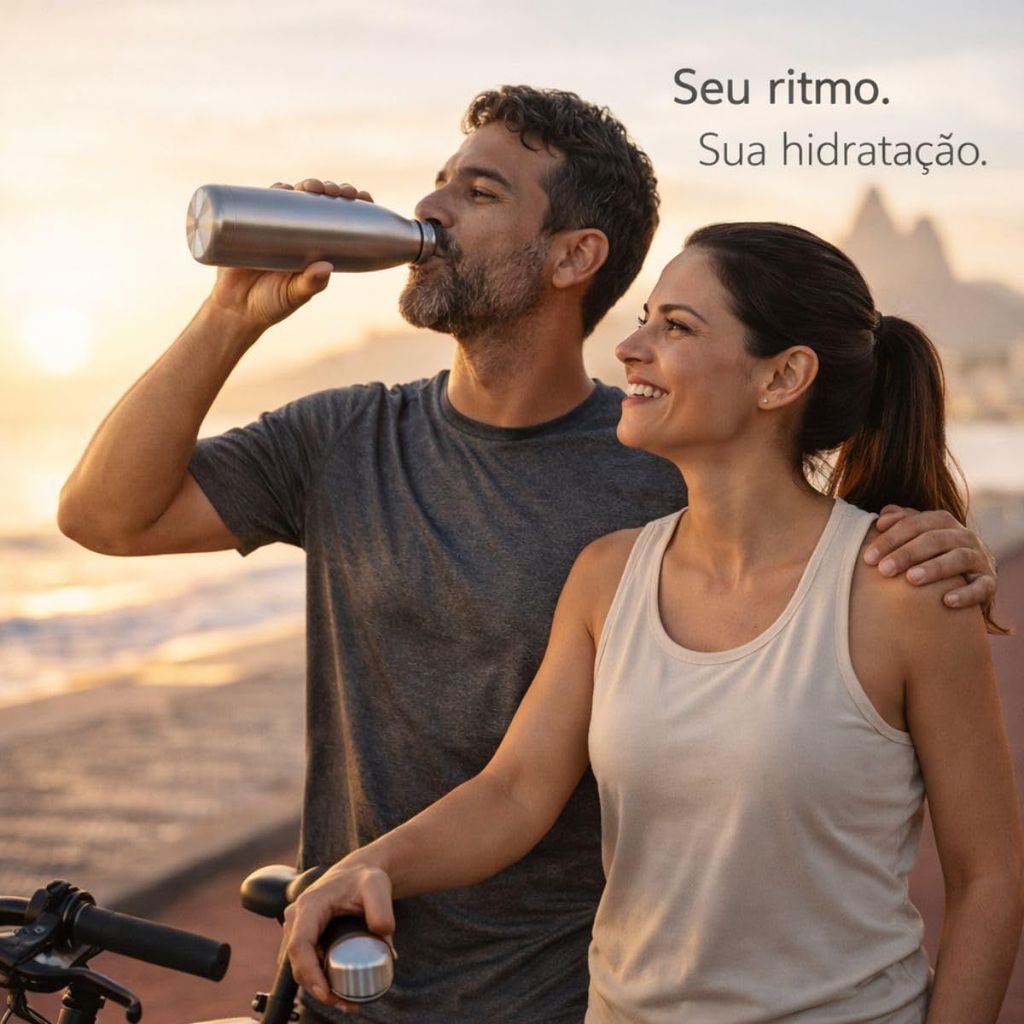 Garrafa Térmica de Inox Parede Dupla 750ml Prata Preto e Branca Vedação