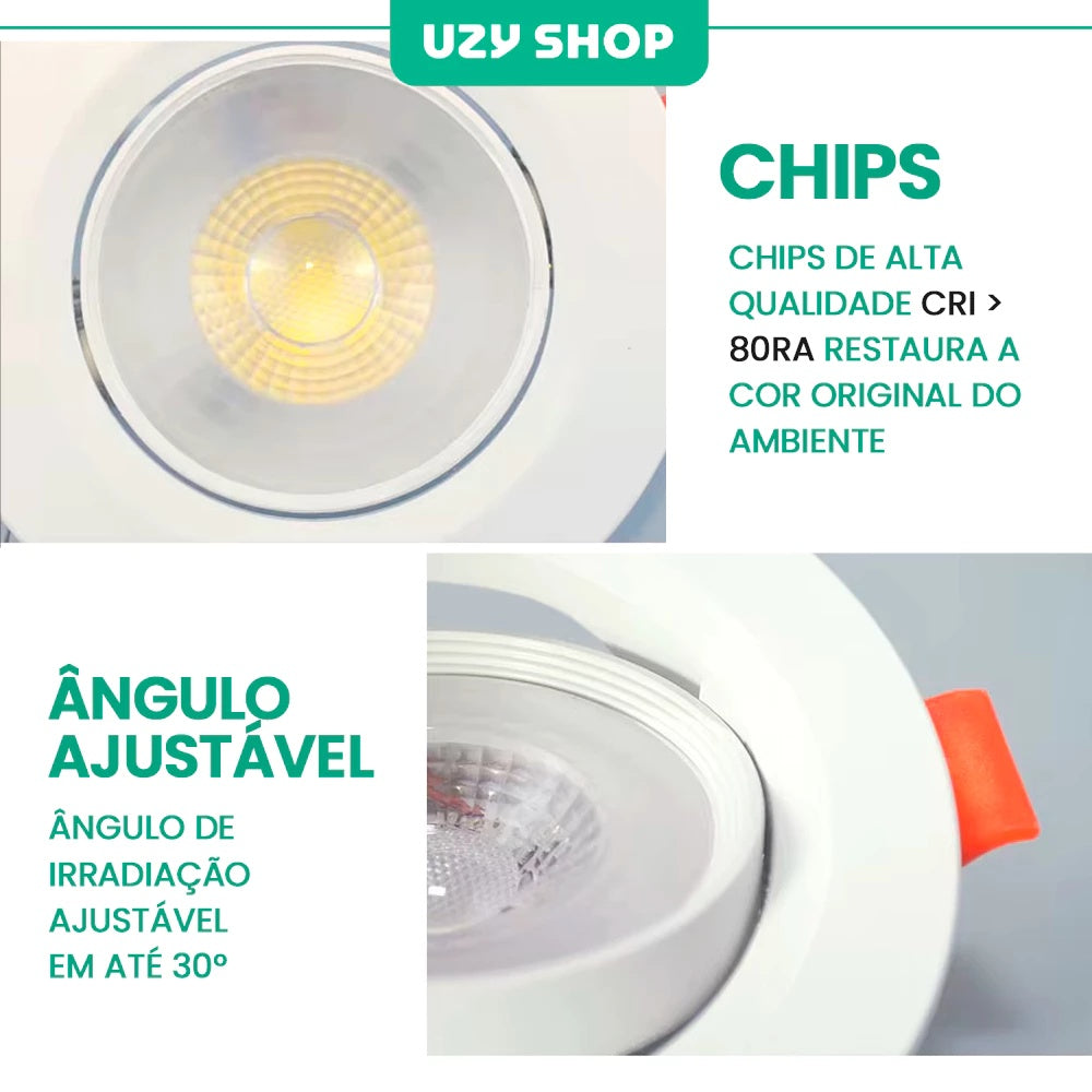 Spot LED 7W Redondo Embutido Direcional Bivolt 3000K 6500K
